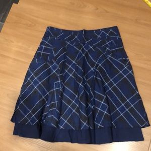 Blue checked cotton skirt with two layers, 2 pockets, Street One, EUR36/US6